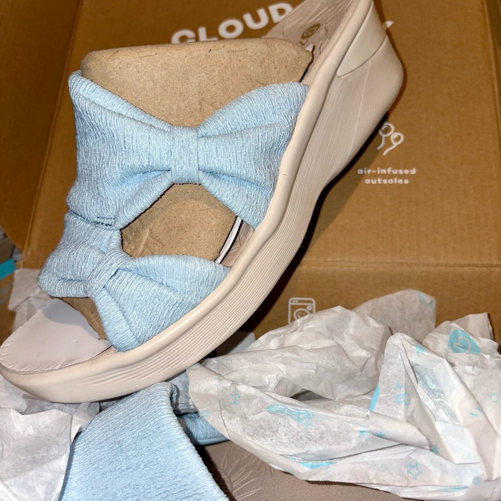 Bzees Light Blue and Beige Women's Sandals